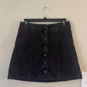 Mudd Black Button Front Denim Stretch Skirt Size 5